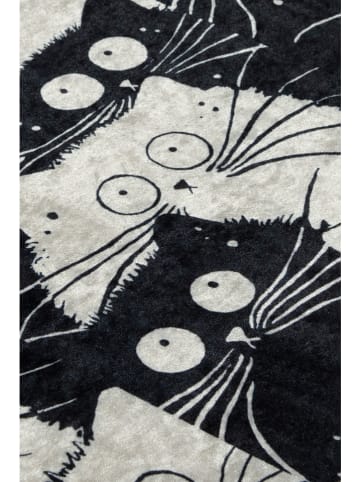 Colorful Cotton Badmat "White Cats" zwart/wit