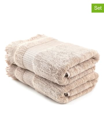 Colourful Cotton 2-delige set: badhanddoeken "Zeus" lichtbruin