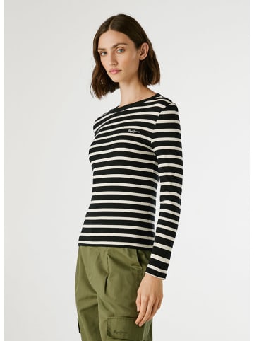 Pepe Jeans Longsleeve "Bani" in Schwarz/ Creme