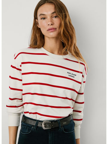 Pepe Jeans Sweatshirt "Bienna" in Creme/ Rot