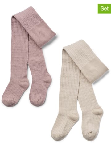 Wheat 2er-Set: Woll-Strumpfhosen in Creme/ Rosa