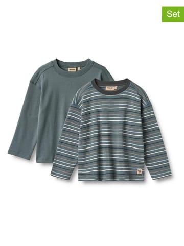 Wheat 2-delige set: longsleeves "Hans" blauw