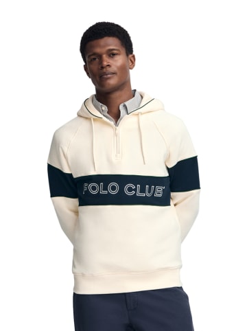 Polo Club Hoodie in Creme/ Dunkelblau