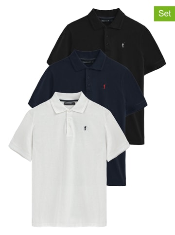 Polo Club 3-delige set: poloshirts donkerblauw/wit/zwart