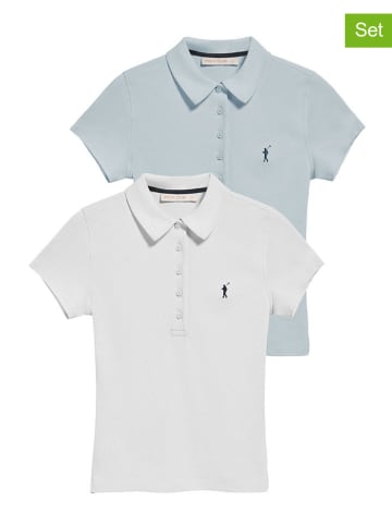 Polo Club 2er-Set: Poloshirts in Weiß/ Hellblau