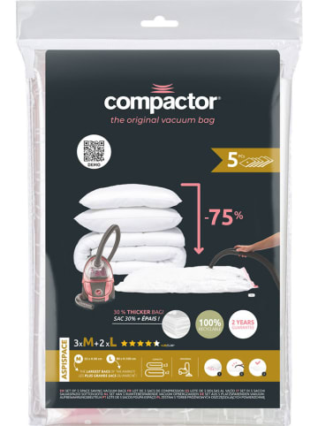 Compactor 5-delige set: vacuümzakken wit