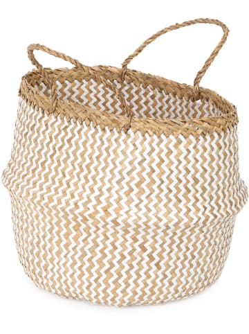 Compactor Opbergmand "Belly" beige/wit - (B)35 x (H)35 x (D)32 cm