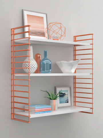 metaltex Regał ścienny "Tomado" w kolorze biało-jasnobrazowym - 68 x 70 x 21 cm
