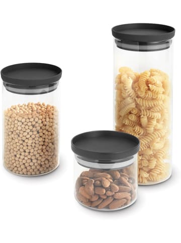 metaltex 3-delige set: voorraadglazen zwart