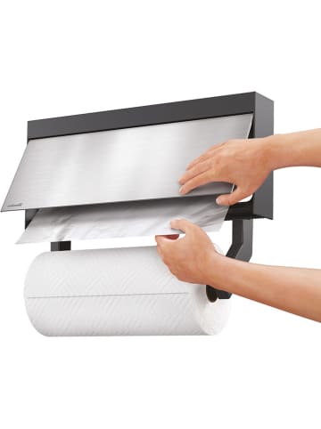 metaltex Keukenrolhouder "Inox" zilverkleurig - (B)38 x (H)17 x (D)6 cm