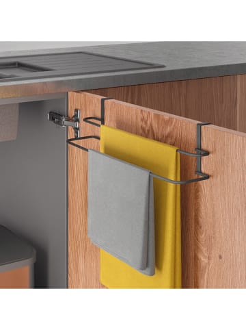 metaltex Uchwyt "Lava" w kolorze czarnym na ściereczki do naczyń - 38 x 9 x 10 cm