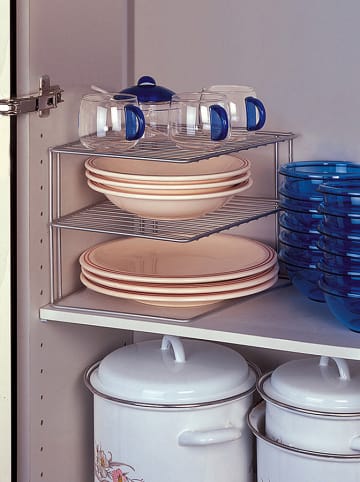 metaltex Hoekrek "Palio" zilverkleurig - (B)25 x (H)19,5 x (D)25 cm