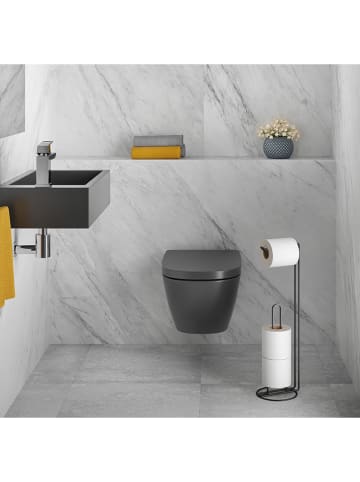 metaltex Toilettenpapierhalter ''Origin'' in Schwarz - (H)58 x Ø 15 cm