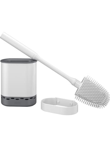 metaltex Toiletborstel "Cleany" zilverkleurig/wit - (B)12,8 x (H)47 x (D)7,4 cm