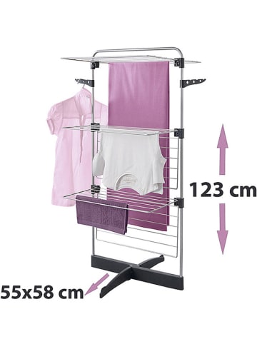 metaltex Wäscheständer "Thunder" in Silber - (B)58 x (H)123 x (T)55 cm