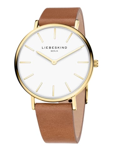 Liebeskind Kwartshorloge lichtbruin/goudkleurig/wit