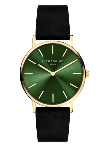 Liebeskind Kwartshorloge zwart/goudkleurig/groen