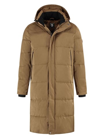 TRAVELIN' Doorgestikte mantel "Kalmar" lichtbruin