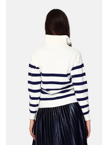 William de Faye Pullover in Weiß/ Blau