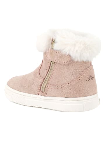 Primigi Skórzane botki zimowe w kolorze jasnoróżowo-białym
