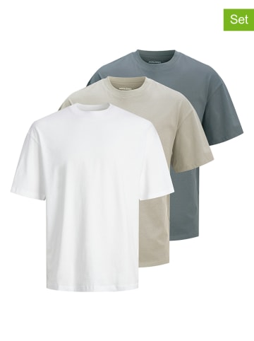 Jack & Jones 3er-Set: Shirts in Creme/ Beige/ Grau