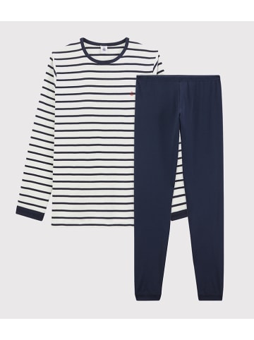 PETIT BATEAU Pyjama donkerblauw/crème