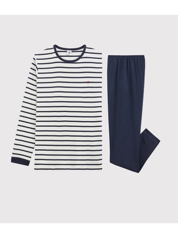 PETIT BATEAU Pyjama donkerblauw/crème