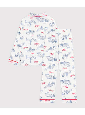 PETIT BATEAU Pyjama wit/blauw