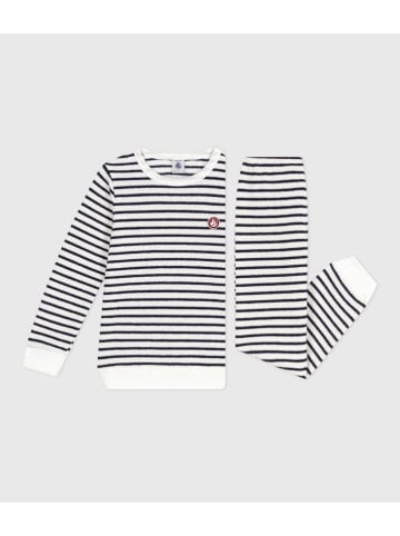 PETIT BATEAU Pyjama wit/donkerblauw
