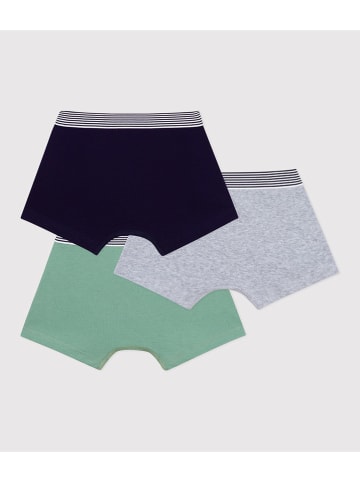 PETIT BATEAU 3er-Set: Boxershorts in Grün/ Grau/ Schwarz