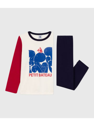 PETIT BATEAU Piżama w kolorze biało-czerwono-granatowym