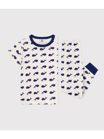 PETIT BATEAU Pyjama wit/donkerblauw