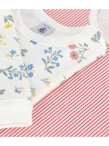 PETIT BATEAU 2-delige set: pyjama's wit/lichtroze