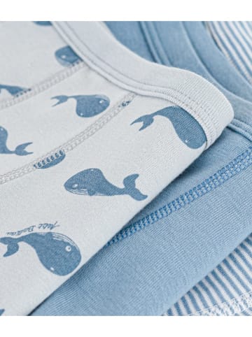 PETIT BATEAU 3-delige set: boxershorts lichtblauw/wit