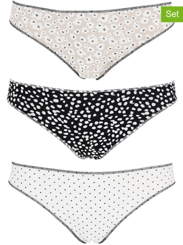 COTONELLA 3er-Set: Slips in Weiß/ Schwarz/ Beige