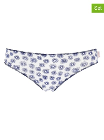 COTONELLA 2-delige set: slips wit/donkerblauw