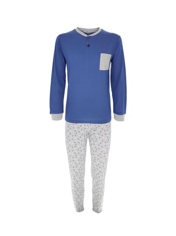 COTONELLA Pyjama blauw/lichtgrijs