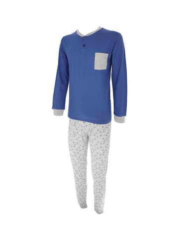 COTONELLA Pyjama blauw/lichtgrijs