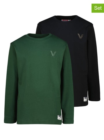 Vingino 2er-Set: Longsleeves in Grün/ Schwarz
