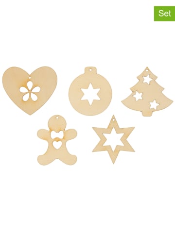 SUNNYSUE 15-delige set: houten hangers "Kerstmis" naturel