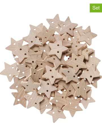 SUNNYSUE 60-delige set: houten knopen "Sterren" naturel