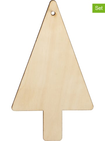 SUNNYSUE 6er-Set: Holzanhänger "Tannenbaum" in Natur