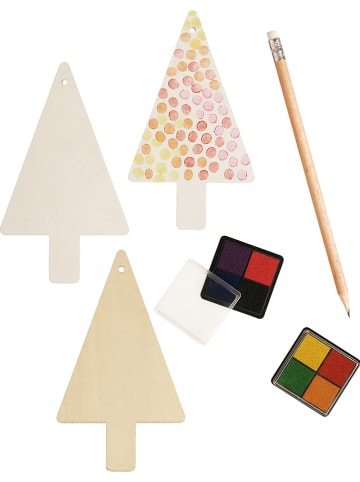 SUNNYSUE 6-delige set: houten hangers "Dennenboom"