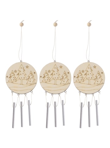 SUNNYSUE Dzwonki (3 szt.) "z zimową sceną" w kolorze beżowym