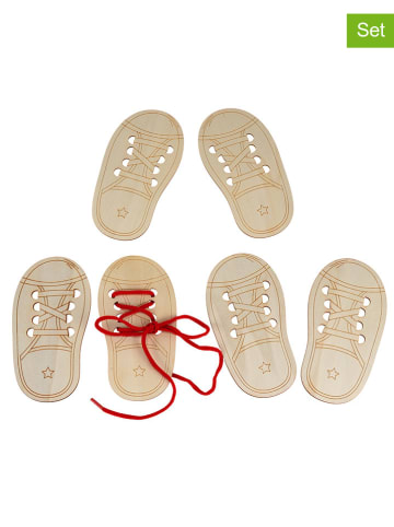 SUNNYSUE 6er-Set: Fädelschuh aus Holz - ab 3 Jahren