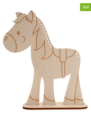 SUNNYSUE 3-delige set: houten paarden om te vlechten - vanaf 3 jaar