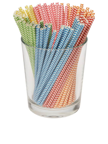 SUNNYSUE Papieren rietjes ''Zigzag'' meerkleurig - 120 stuks
