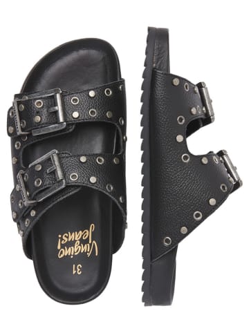 Vingino Leren slippers "Lizza" zwart