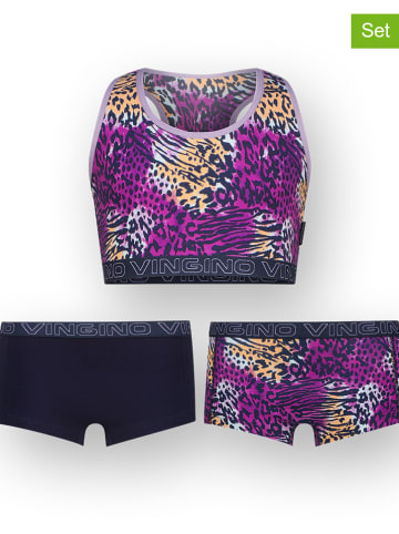 Vingino 3-delige ondergoedset donkerblauw/paars