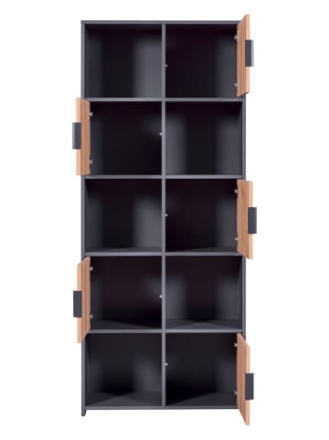 Inter Link Standregal "Pepeto" in Anthrazit/ Eiche - (B)77 x (H)185 x (T)30 cm